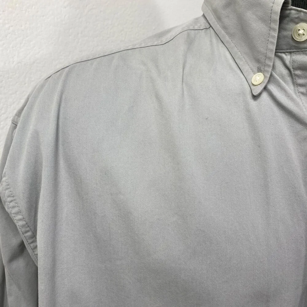Banana Republic Gray Twill Cotton Mens Shirt Large Long Sleeves Button Down